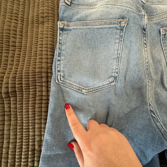 We The Free Anthropologie Light Wash High Rise Raw Hem Skinny Jeans Sz 31 - Picture 14 of 14